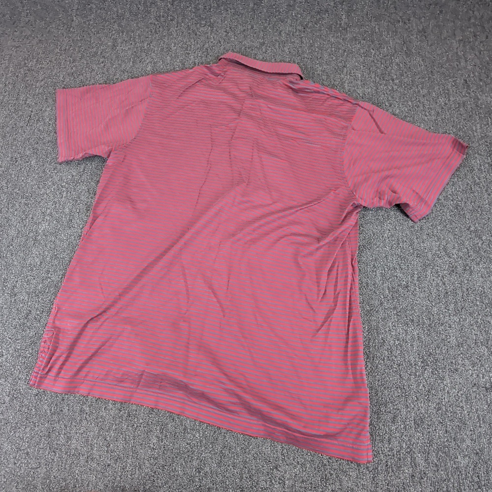 Martin Men Polo Shirt Medium Pima Cotton Red Blue Striped Vintage Golf Short Slv - Picture 4 of 7